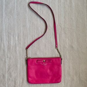 Kate Spade hot pink crossbody with bow and chain